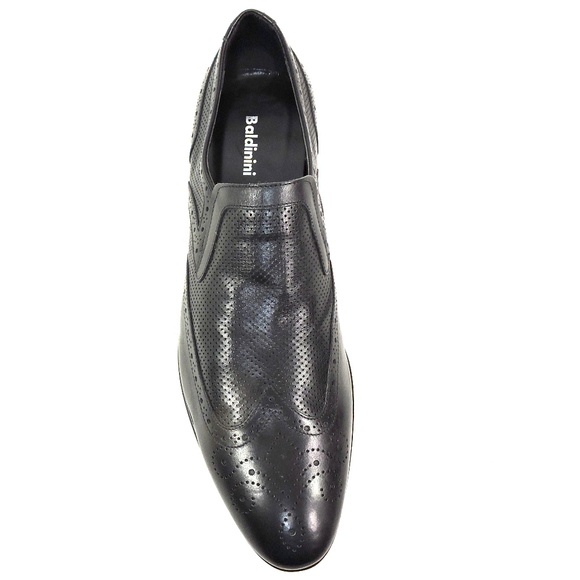 BALDININI ?? MEN\'S BLACK SOFT LEATHER COMFORT SUMMER LOAFERS